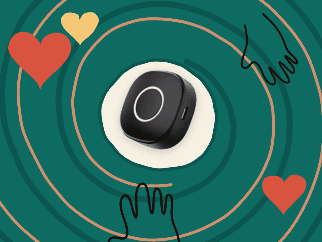 A gifted StepSafe device, surrounded by hearts